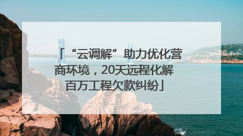 “云调解”助力优化营商环境，20天远程化解百万工程欠款纠纷