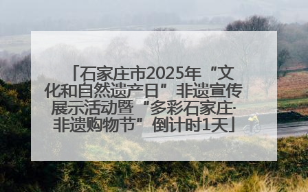 石家庄市2025年“文化和自然遗产日”非遗宣传展示活动暨“多彩石家庄·非遗购物节”倒计时1天