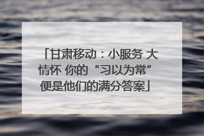 甘肃移动：小服务 大情怀 你的“习以为常”便是他们的满分答案