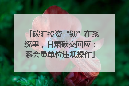 碳汇投资“锁”在系统里，甘肃碳交回应：系会员单位违规操作