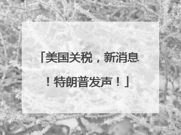 美国关税，新消息！特朗普发声！