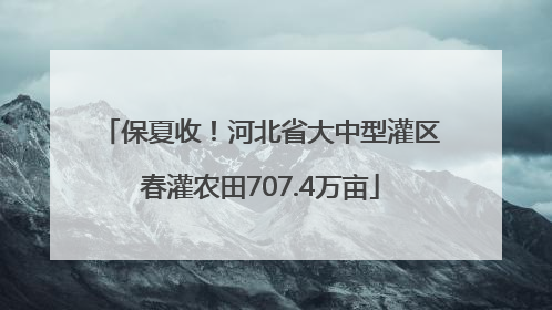 保夏收！河北省大中型灌区春灌农田707.4万亩
