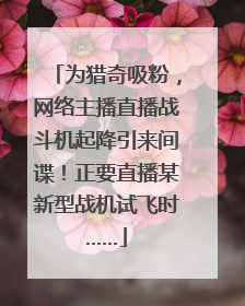 为猎奇吸粉，网络主播直播战斗机起降引来间谍！正要直播某新型战机试飞时……