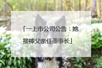 一上市公司公告：她接棒父亲任董事长