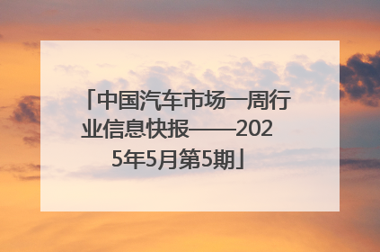 中国汽车市场一周行业信息快报——2025年5月第5期