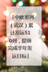 中欧班列（武汉）累计发运510列，提前完成半年发运目标