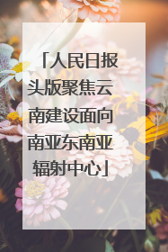 人民日报头版聚焦云南建设面向南亚东南亚辐射中心