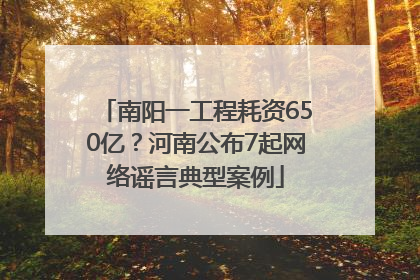 南阳一工程耗资650亿？河南公布7起网络谣言典型案例