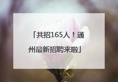 共招165人！通州最新招聘来啦