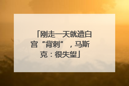 刚走一天就遭白宫“背刺”，马斯克：很失望