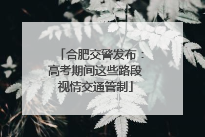合肥交警发布：高考期间这些路段视情交通管制