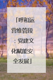 呼和运营维管段：党建文化赋能安全发展