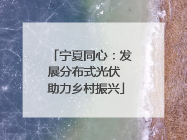 宁夏同心：发展分布式光伏 助力乡村振兴