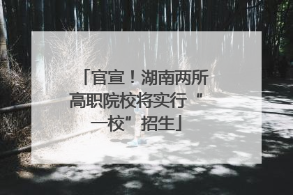 官宣！湖南两所高职院校将实行“一校”招生