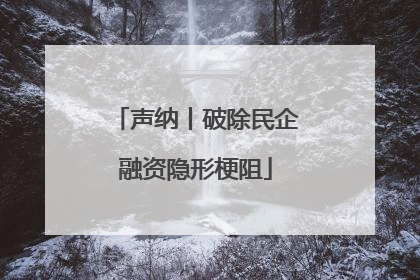 声纳丨破除民企融资隐形梗阻