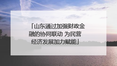 山东通过加强财政金融的协同联动 为民营经济发展加力赋能