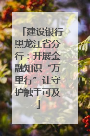 建设银行黑龙江省分行：开展金融知识“万里行”让守护触手可及