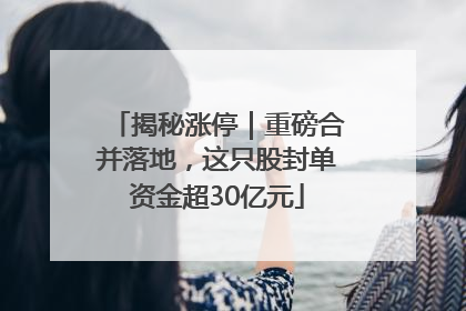 揭秘涨停｜重磅合并落地，这只股封单资金超30亿元