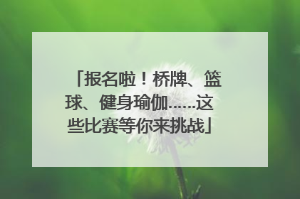 报名啦！桥牌、篮球、健身瑜伽……这些比赛等你来挑战