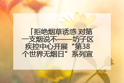 拒绝烟草诱惑 对第一支烟说不——坊子区疾控中心开展“第38个世界无烟日”系列宣传义诊活动