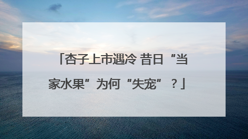 杏子上市遇冷 昔日“当家水果”为何“失宠”？