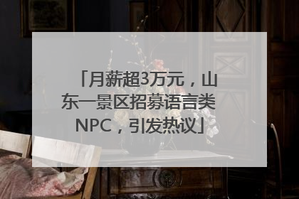 月薪超3万元，山东一景区招募语言类NPC，引发热议
