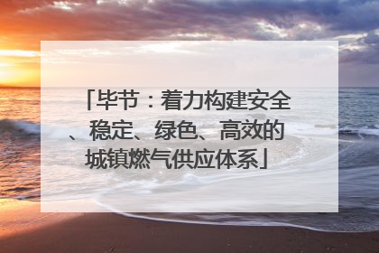 毕节：着力构建安全、稳定、绿色、高效的城镇燃气供应体系