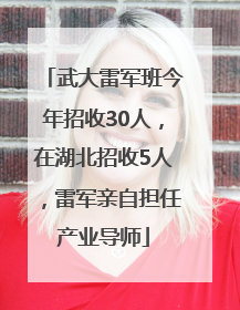 武大雷军班今年招收30人，在湖北招收5人，雷军亲自担任产业导师
