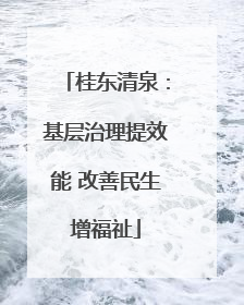 桂东清泉：基层治理提效能 改善民生增福祉
