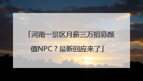 河南一景区月薪三万招募颜值NPC？最新回应来了