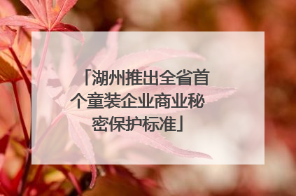 湖州推出全省首个童装企业商业秘密保护标准