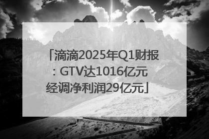 滴滴2025年Q1财报：GTV达1016亿元 经调净利润29亿元