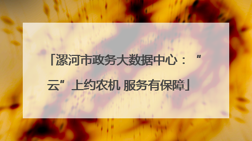 漯河市政务大数据中心：“云”上约农机 服务有保障