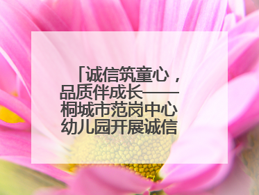 诚信筑童心，品质伴成长——桐城市范岗中心幼儿园开展诚信教育系列活动