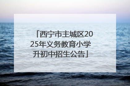 西宁市主城区2025年义务教育小学升初中招生公告