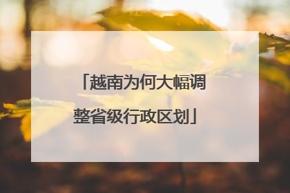 越南为何大幅调整省级行政区划