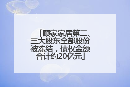 顾家家居第二、三大股东全部股份被冻结，债权金额合计约20亿元