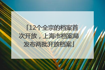 12个全宗的档案首次开放，上海市档案局发布两批开放档案