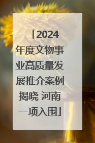 2024年度文物事业高质量发展推介案例揭晓 河南一项入围
